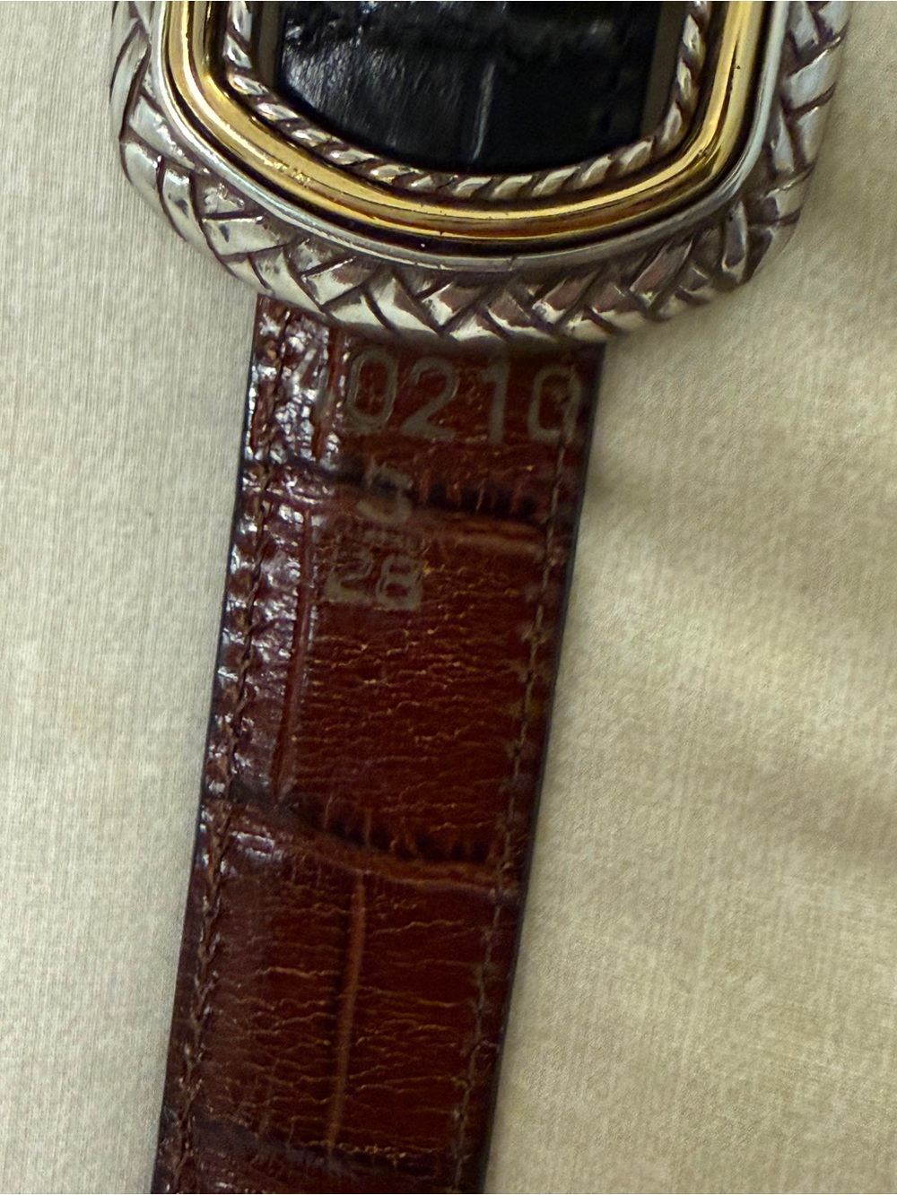 Vintage Reversible Black Brown Croc Embossed Leather Belt Western Size 28 S/M - Picture 8 of 15